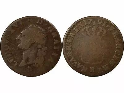 France Louis XVI - Sol � l\'Ecu - 1791 R Orl�ans