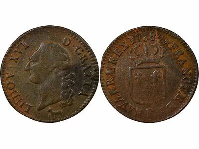 France Louis XVI - Sol with Shield - 1782 R Orleans