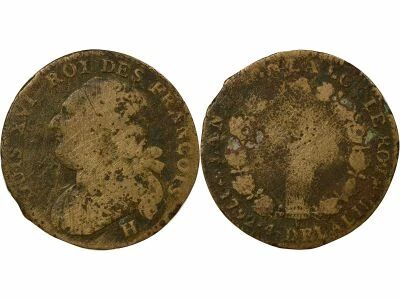 France Louis XVI, Constitution - 12 Deniers, with Fasces - 1792 H La Rochelle