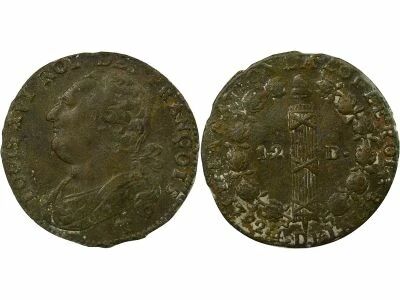 France Louis XVI, Constitution - 12 Deniers au Faisceau - 1792 T Nantes
