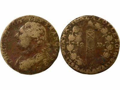 France Louis XVI, Constitution - 12 Deniers au Faisceau - 1792 T Nantes