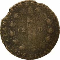 France Louis XVI, Constitution - 12 Deniers au Faisceau - 1793 D. Dijon