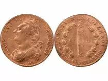 France Louis XVI, Constitution - 12 Deniers with Fasces - 1792 D Lyon