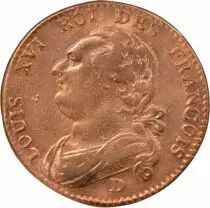 France Louis XVI, Constitution - 12 Deniers with Fasces - 1792 D Lyon