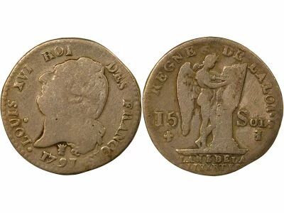 France Louis XVI, Constitution - 15 Sols Ecu, with Genius - 1791 I Limoges