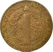 France Louis XVI, Constitution - 2 Sols au Faisceau - 1791 &Aring; Paris Barnabites