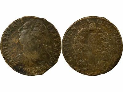 France Louis XVI, Constitution - 2 Sols au Faisceau - 1792 R Orl�ans
