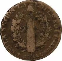 France Louis XVI, Constitution - 2 Sols Roi Des François 1792 W° Arras