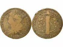 France Louis XVI, Constitution - 2 Sols with Fasces - 1792 T. Saumur