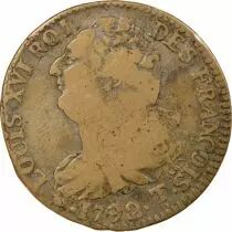 France Louis XVI, Constitution - 2 Sols with Fasces - 1792 T. Saumur