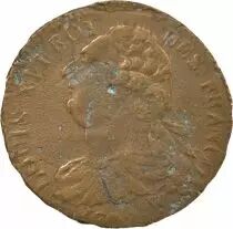 France Louis XVI, Constitution - 2 Sols with Fasces - 1792 W° Arras