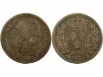 France Louis XVIII - 1/2 Silver Franc - 1824 B Rouen