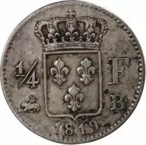 France Louis XVIII - 1/4 Franc Argent 1819 B Rouen