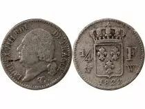 France Louis XVIII - 1/4 Franc Argent 1822 W Lille