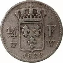France Louis XVIII - 1/4 Franc Argent 1822 W Lille