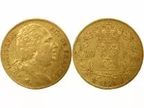 France Louis XVIII - 20 Francs Or, T&ecirc;te nue - 1824 W Lille