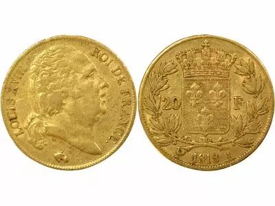 France Louis XVIII - 20 Gold Francs, Bare Head - 1818 A Paris
