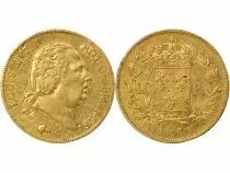 France Louis XVIII - 40 Francs Or - 1818 W Lille