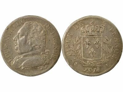 France Louis XVIII - 5 Francs Argent, au Buste Habill� - 1814 L Bayonne