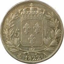 France Louis XVIII - 5 Francs Argent, T&ecirc;te nue - 1822 A Paris