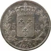 France Louis XVIII - 5 Francs Argent 1824 W Lille
