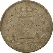 France Louis XVIII - 5 Silver Francs, Dressed up Bust - 1822 A Paris