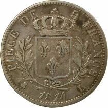 France Louis XVIII - 5 Silver Francs, with Dressed up Bust - 1814 L Bayonne