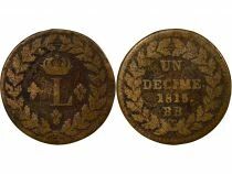 France Louis XVIII - D&eacute;cime, Si&egrave;ge de Strasbourg - 1815 BB Avec points