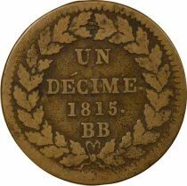 France Louis XVIII - D&eacute;cime, Si&egrave;ge de Strasbourg - 1815 BB Avec points