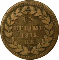 France Louis XVIII - Decime, Siege of Strasbourg - 1815 BB with points