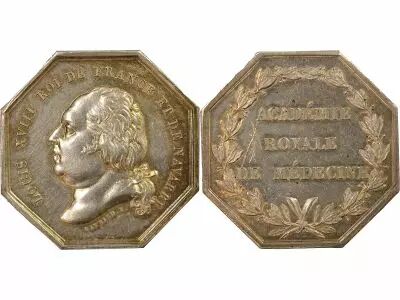 France Louis XVIII - Silver Token, Royal Academy of Medicine