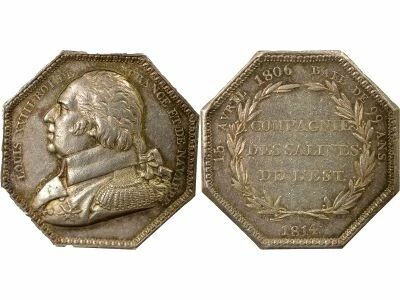 France Louis XVIII - Silver Token, Royal Saltworks of the East - 1814
