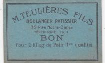 France M. Teulières - Boulangerie Paris Bon pour 2 kilog de pain 1ère qualité. - SUP