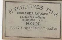 France M. Teuli&egrave;res - Boulangerie Paris Bon pour 2 kilog de pain 1&egrave;re qualit&eacute;. - TTB