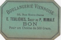 France M. Teulières - Boulangerie Paris Bon pour un Choine de 500 Gram.. - SUP