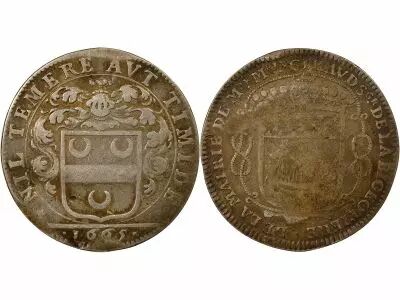 France Mayors of Nantes, Mathurin Giraud - Silver Token -1665, Countermarks