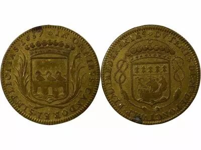 France Mayors of Nantes, Ren� de Ponctual - Brass Token -1655