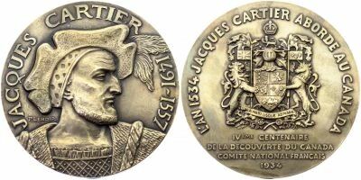 France M�daille IV�me Centenaire de la D�couverte du Canada - Jacques Cartier 1534-1934
