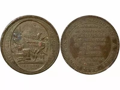 France Monneron - Cinq Sols to the Oath, \ Departemens\  - 1792, Year IV Birmingham