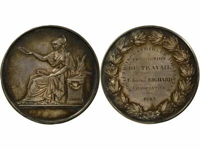 France Nantes Industrial Society - Silver Medal, E. Richard - 1884