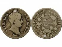 France Napoléon I - 1/2 Franc Argent, Cal. Révolutionnaire - An 13 T Nantes Percé