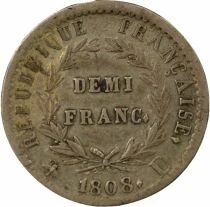 France Napoléon I - 1/2 Franc Argent, Tête laurée, République - 1808 D Lyon