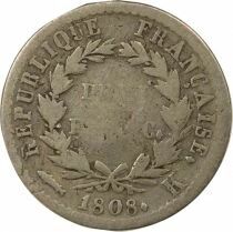 France Napoléon I - 1/2 Franc Argent, Tête laurée, République - 1808 K Bordeaux