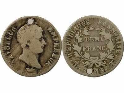 France Napoleon I - 1/2 Silver Franc, Revolutionnary Cal. - Year 13 T Nantes Perc�