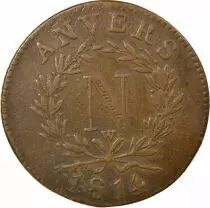 France Napoleon I - 10 Centimes, Siège d\'Anvers - 1814 W