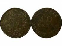 France Napoleon I - 10 Centimes, Si&egrave;ge d\'Anvers - 1814 W