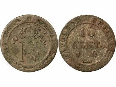 France Napoleon I - 10 Centimes, with Crowned N - 1810 I Q Perpignan