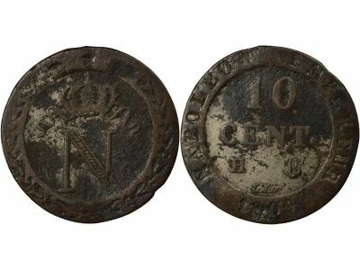 France Napoleon I - 10 Centimes with Crowned N - 1809 H La Rochelle