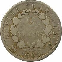 France Napoléon I - 2 Francs Argent, Empire - 1809 B Rouen