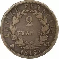 France Napol&eacute;on I - 2 Francs Argent, Empire - 1813 Q Perpignan